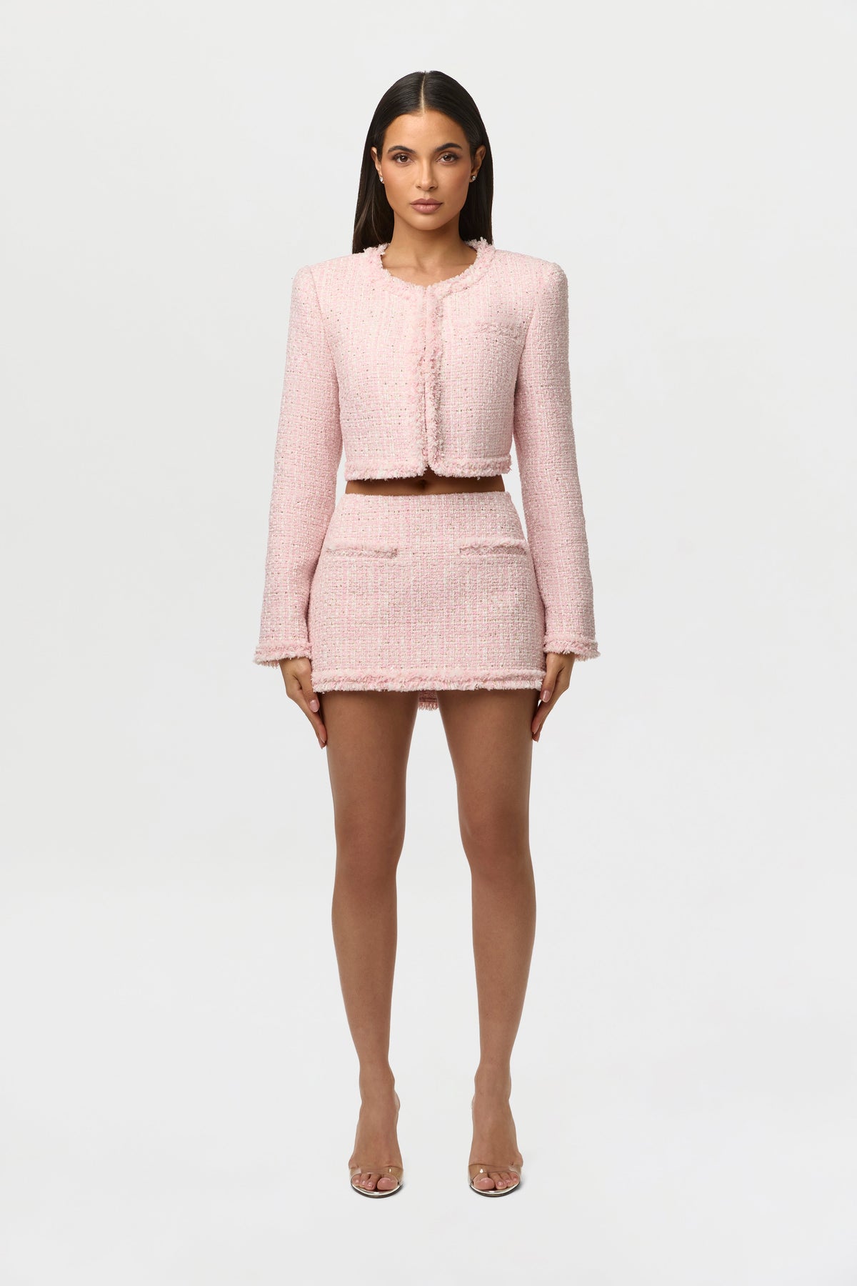 Tweed Sequin Cropped Blazer