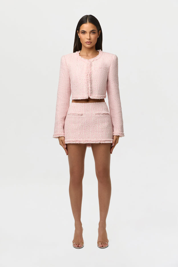 Tweed Sequin Cropped Blazer