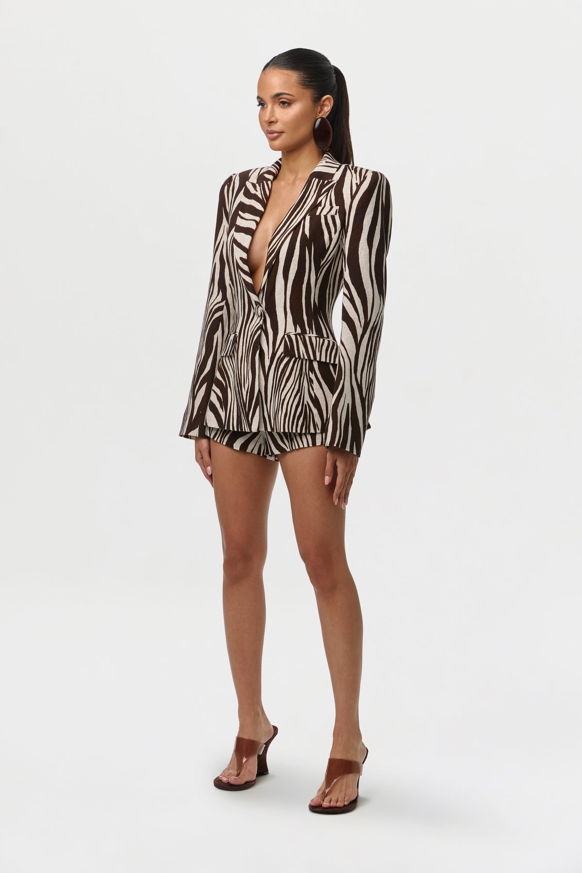 Wild Riviera Linen Print High Waist Shorts