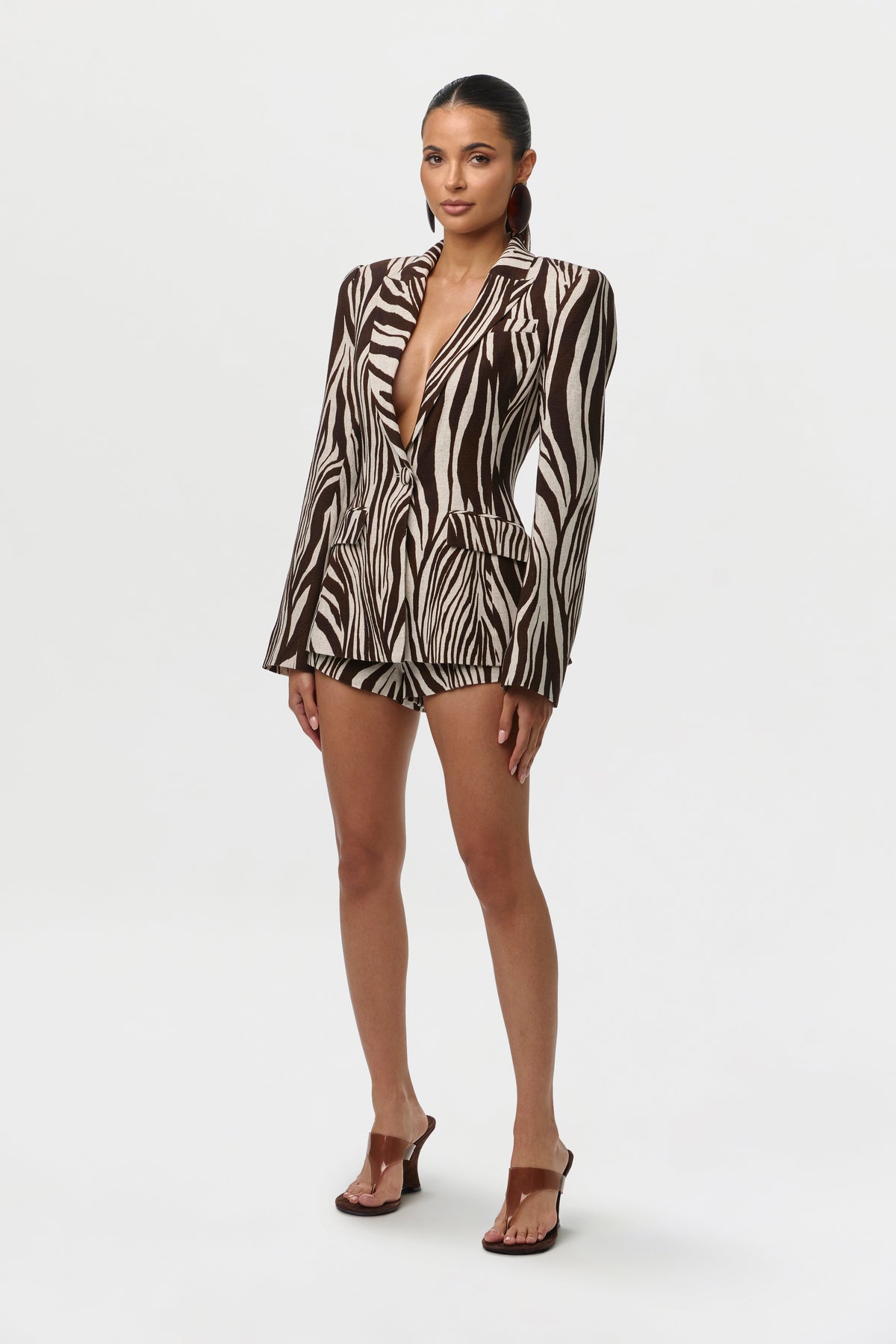 Wild Riviera Linen Print Sculpted Blazer
