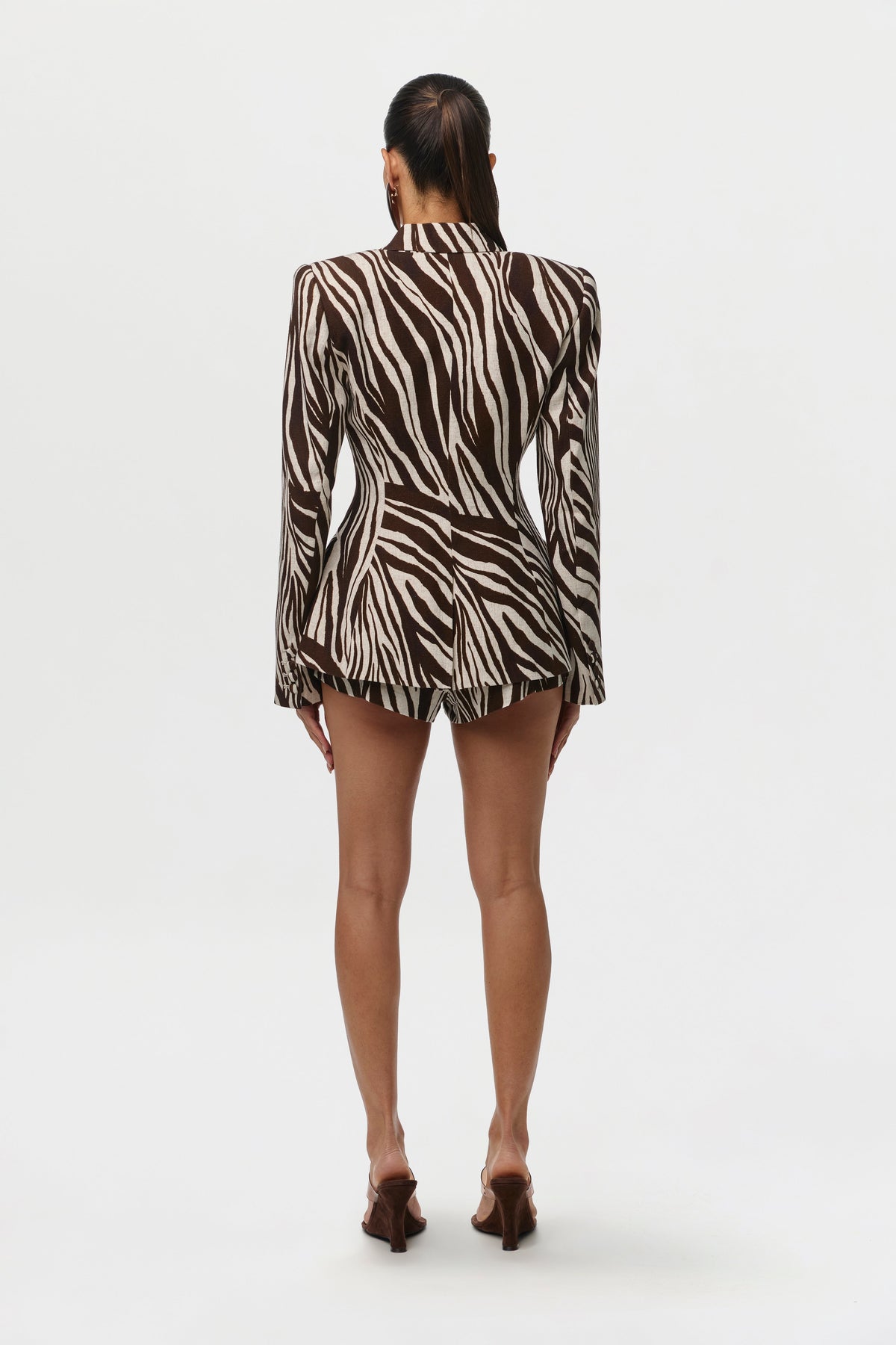 Wild Riviera Linen Print Sculpted Blazer