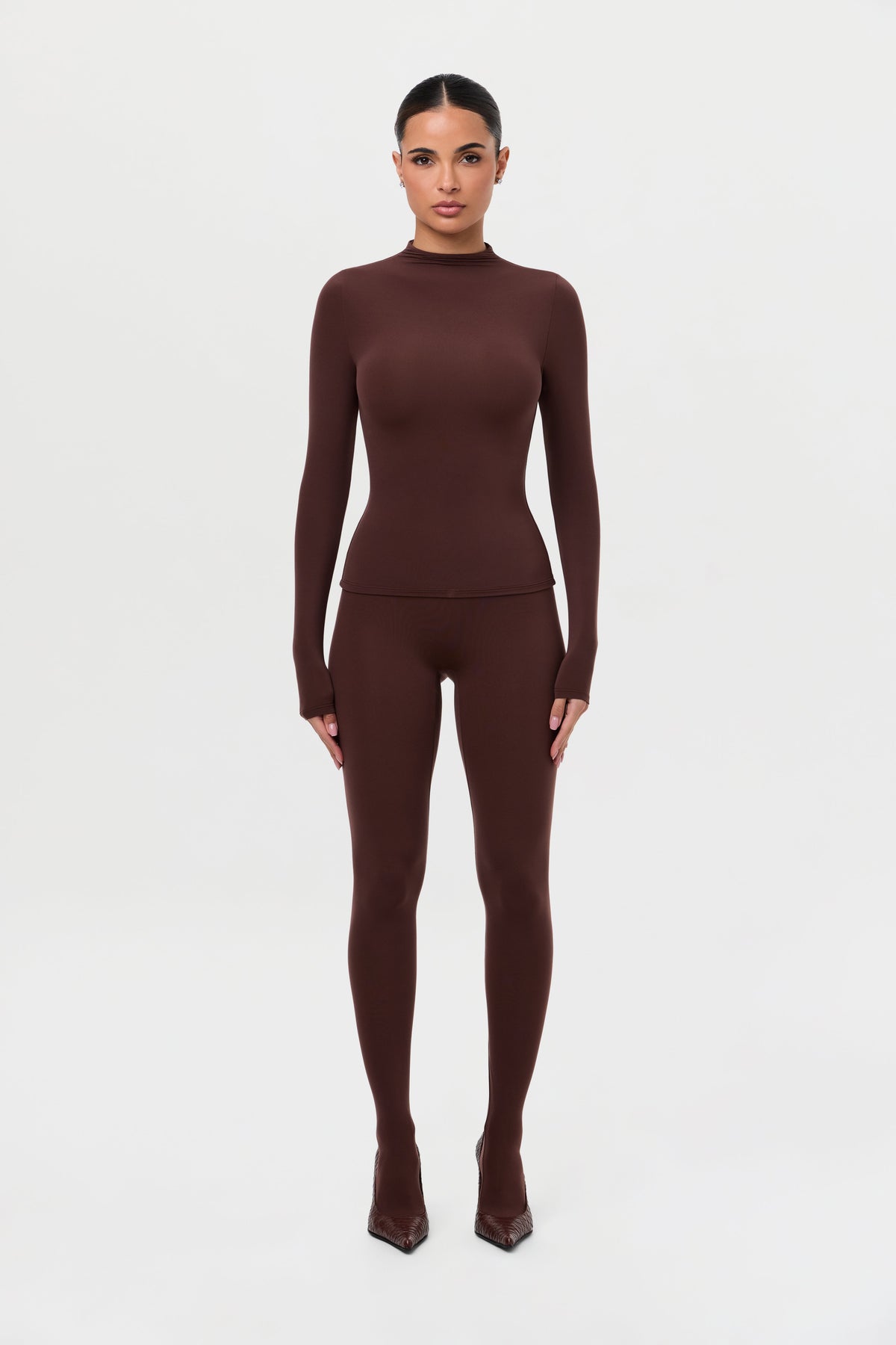 Chocolate Naked Mock Neck Top