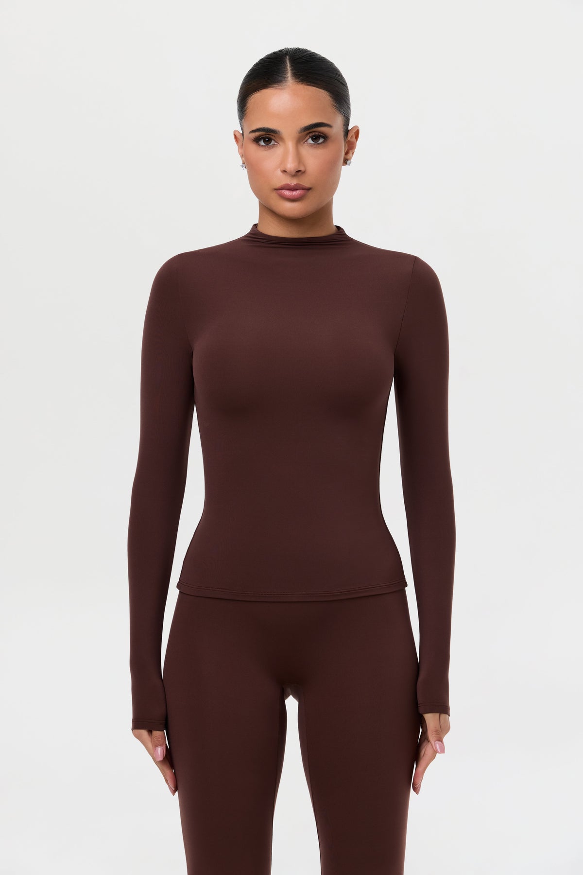 Chocolate Naked Mock Neck Top