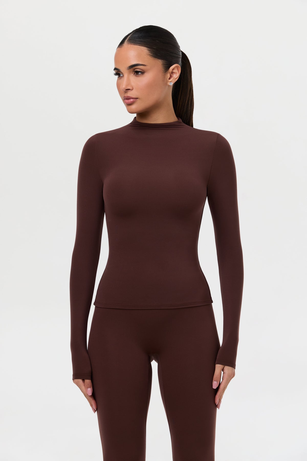 Chocolate Naked Mock Neck Top