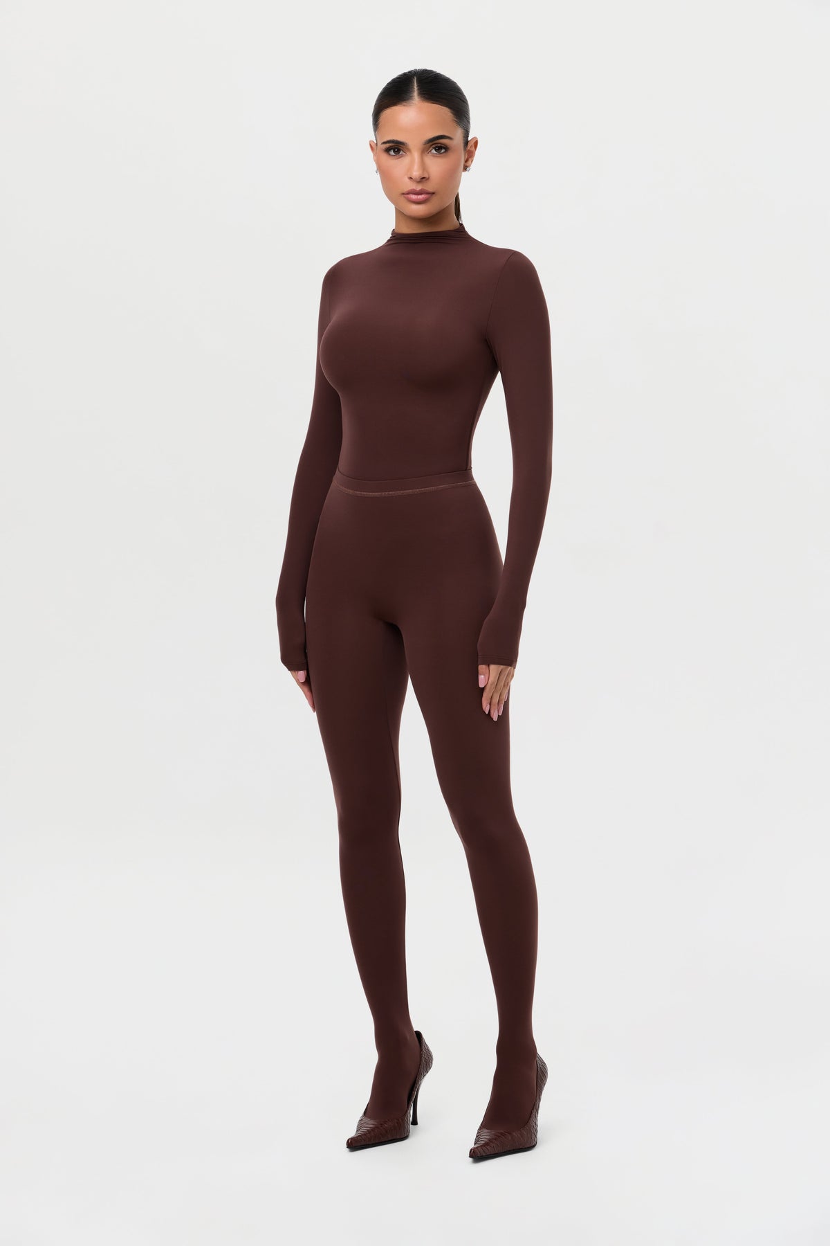 Chocolate Naked Mock Neck Top