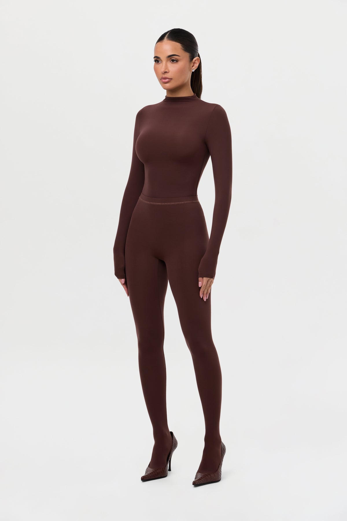 Chocolate Naked Mock Neck Top