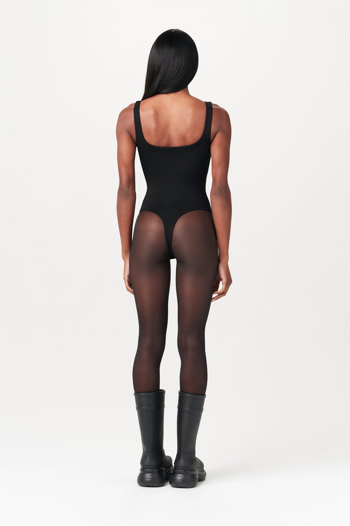 BLACK Smooth Scoop Neck Tank Bodysuit