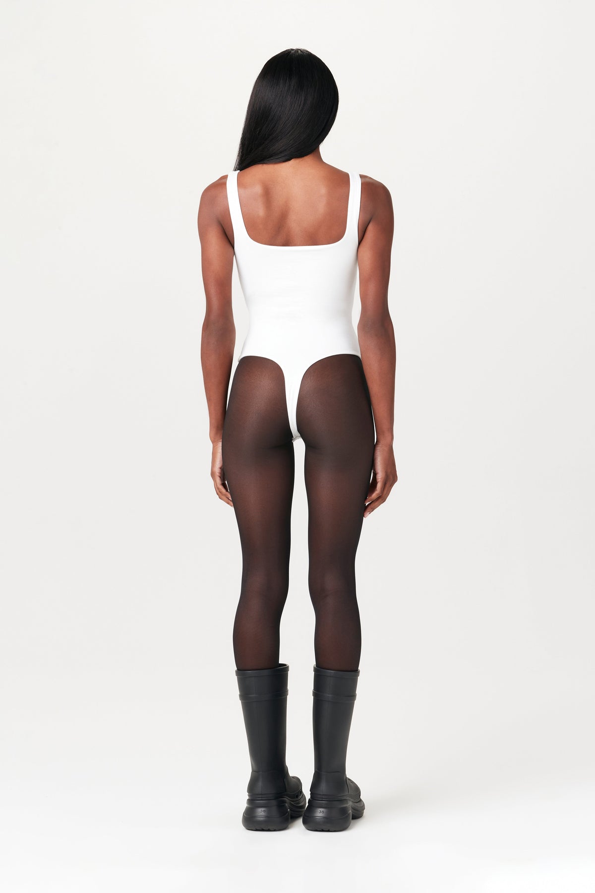 WHITE Smooth Scoop Neck Tank Bodysuit