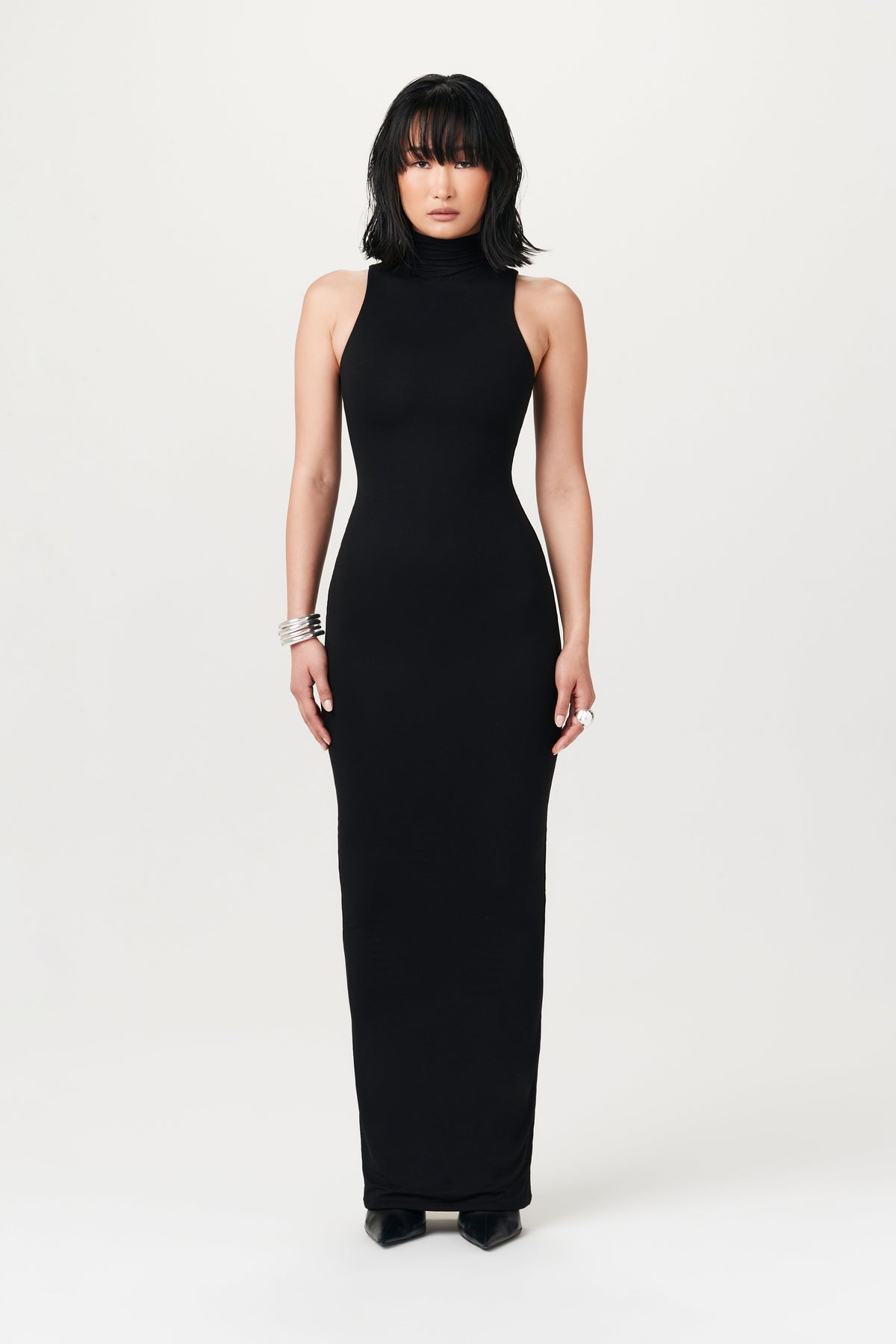 Black Smooth Sleeveless Maxi Dress