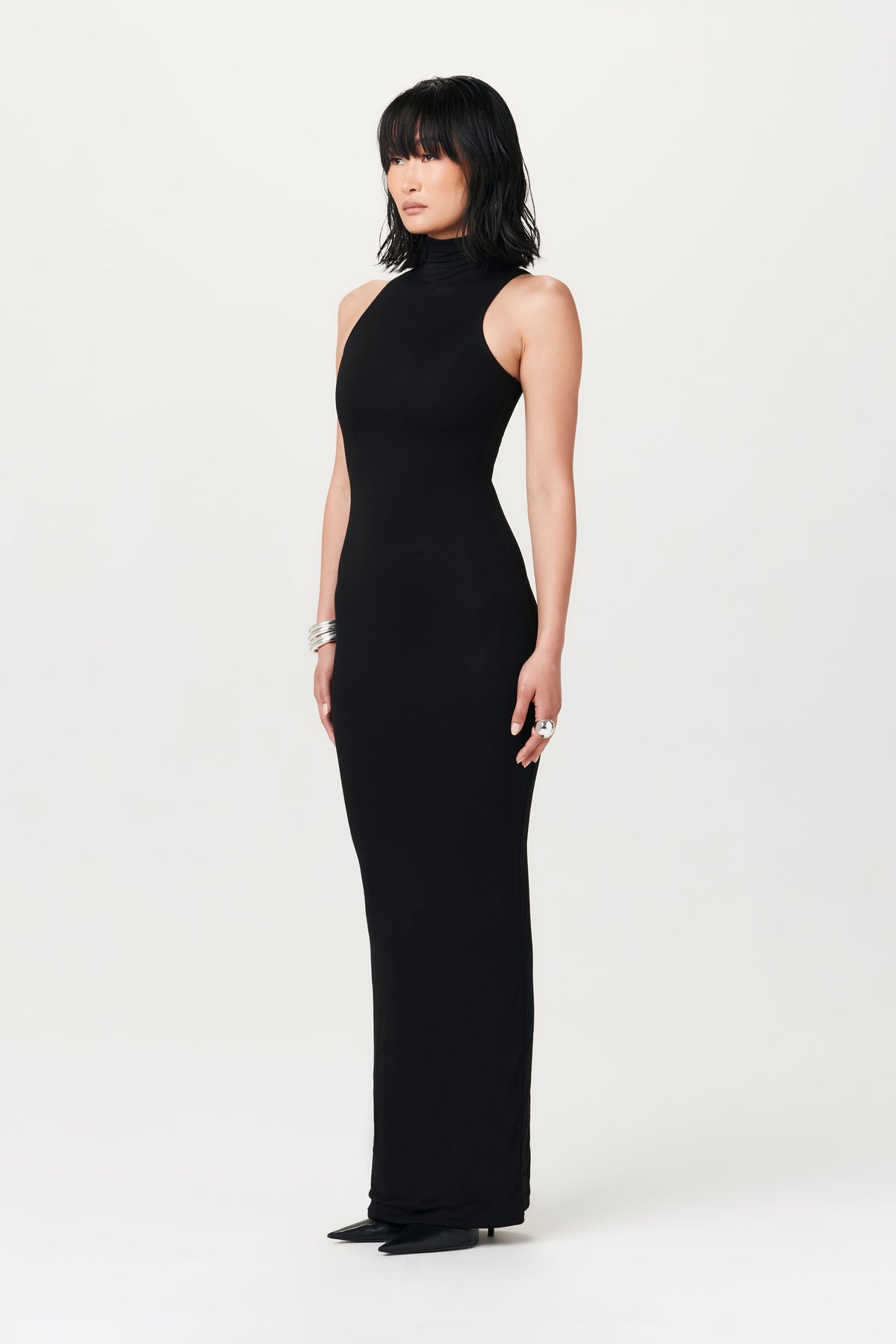 Black Smooth Sleeveless Maxi Dress