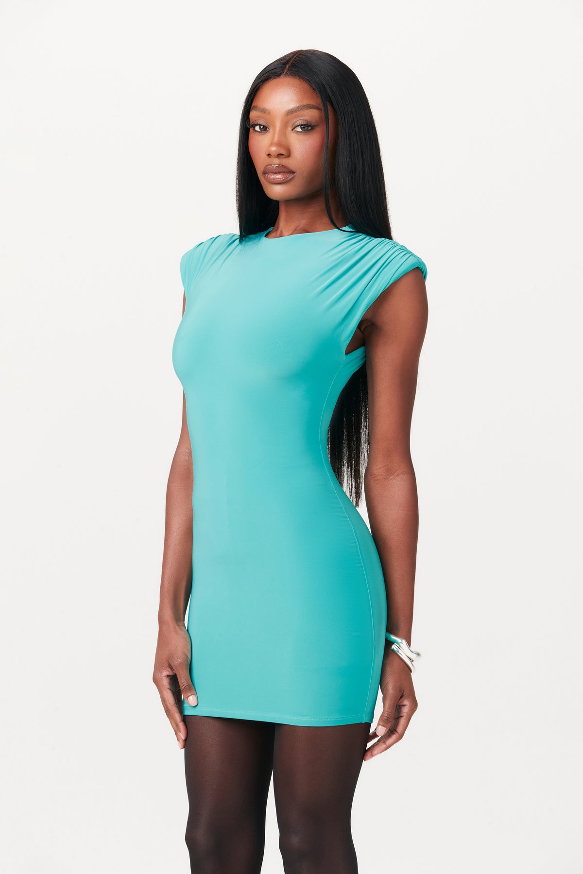 TURQUOISE Hourglass Sleeveless Mini Dress