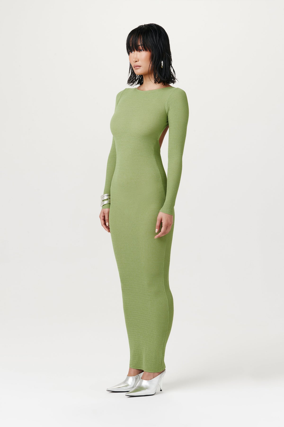 LIME Knit Open Back Maxi Dress