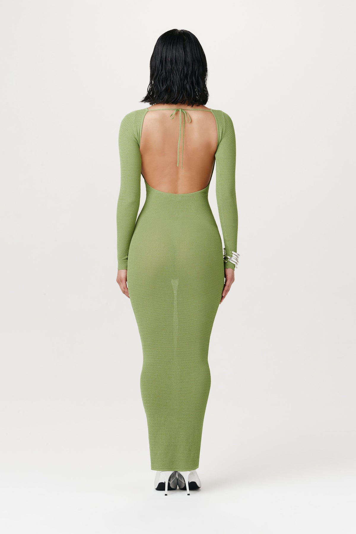 LIME Knit Open Back Maxi Dress