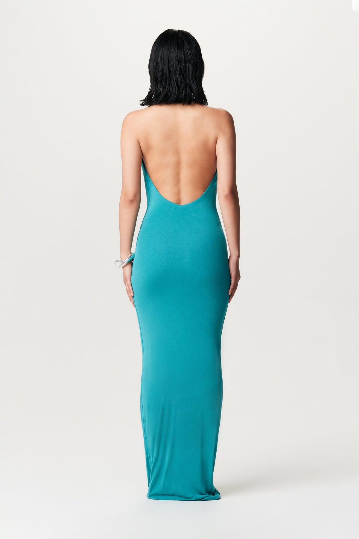 TURQUOISE Modal Cowl Neck Maxi Dress