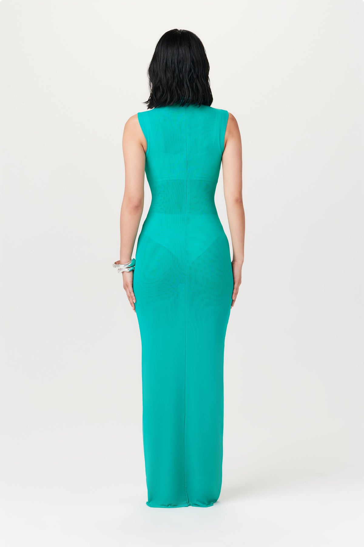 TURQUOISE Mesh Sleeveless Maxi Dress