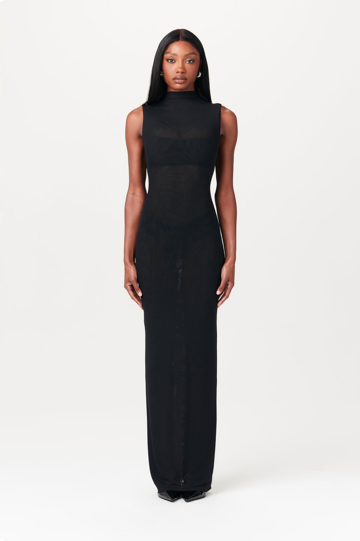 BLACK Mesh Sleeveless Maxi Dress