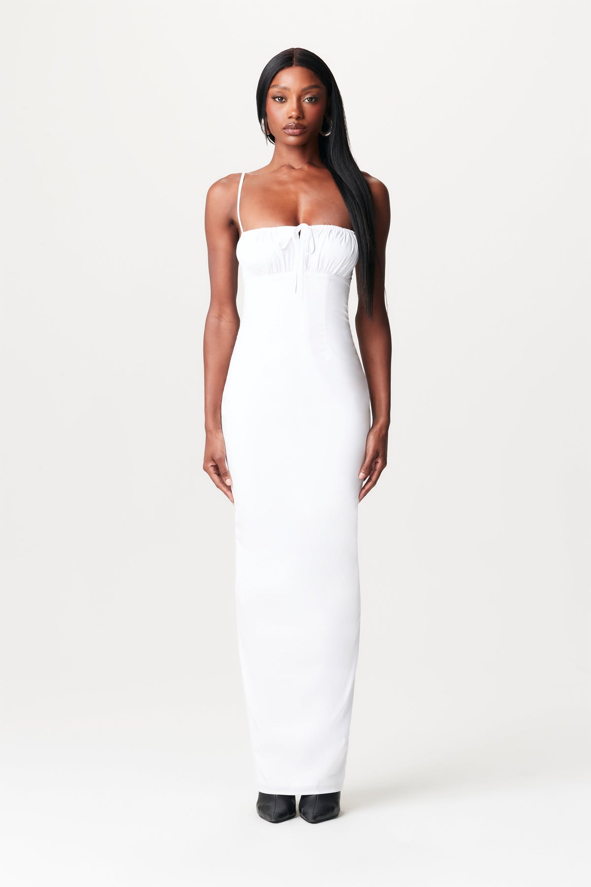 WHITE Shirting Lace Back Maxi Dress