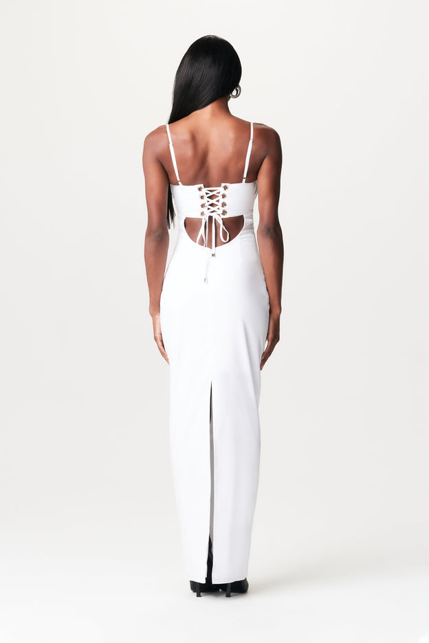 Shirting Lace Back Maxi Dress