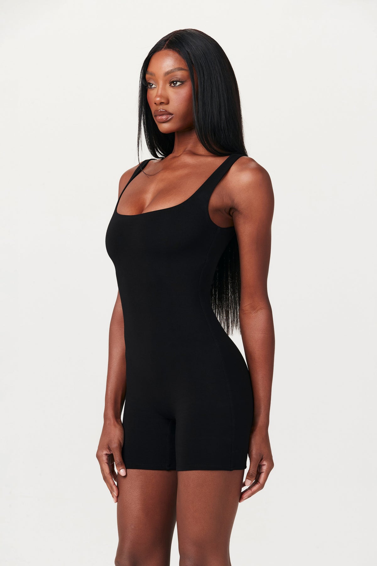 BLACK Smooth Scoop Neck Tank Romper