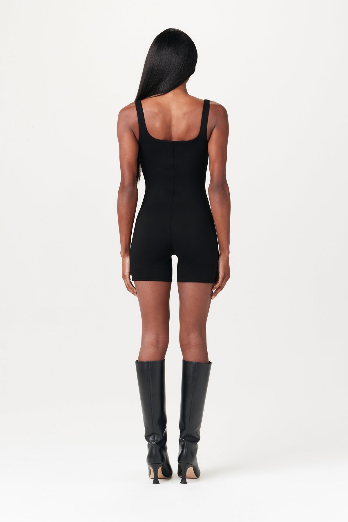 BLACK Smooth Scoop Neck Tank Romper