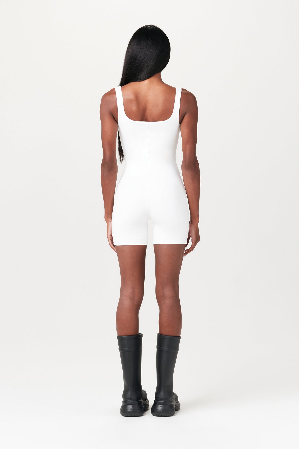 WHITE Smooth Scoop Neck Tank Romper