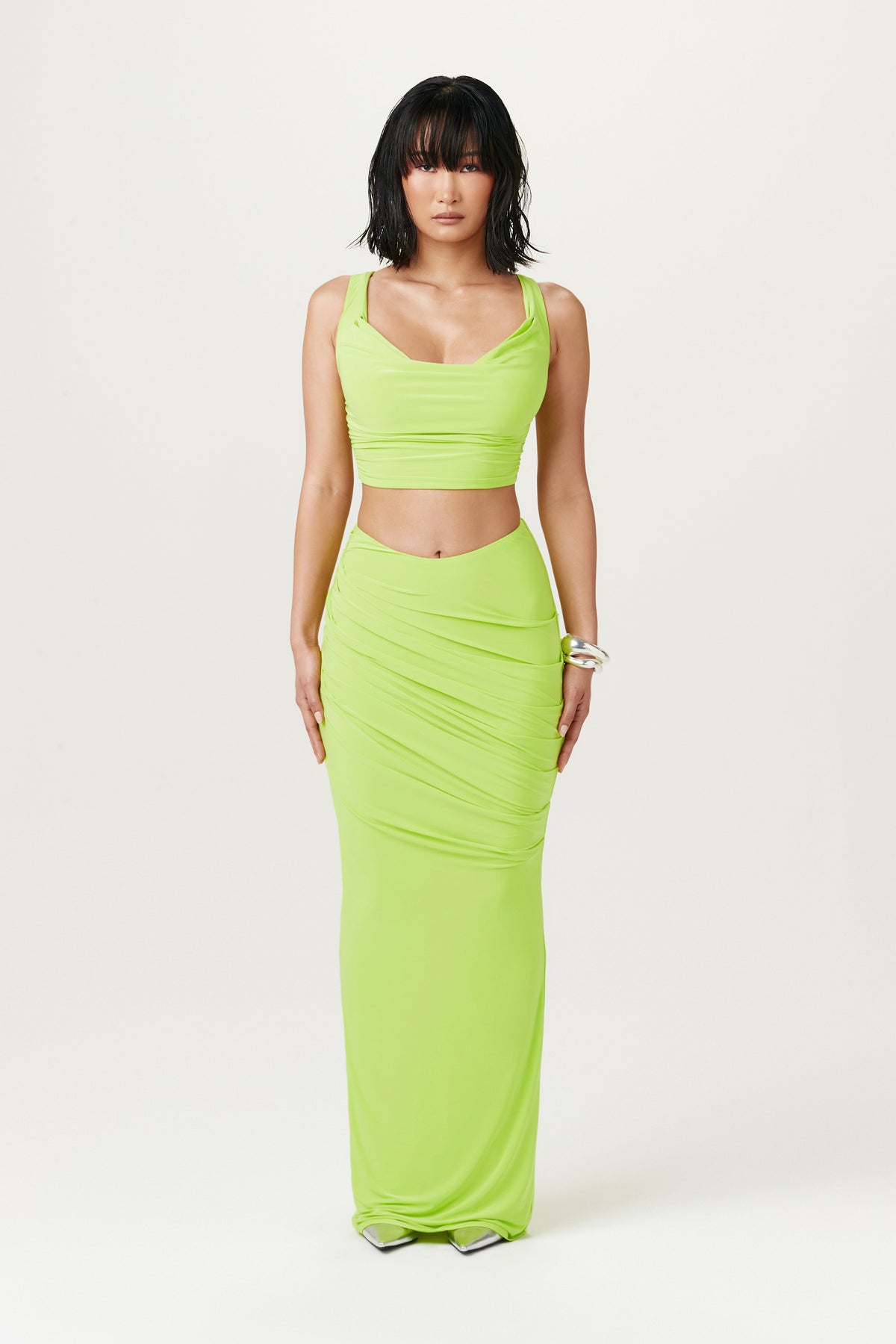 LIME Hourglass Scoop Waist Maxi Skirt