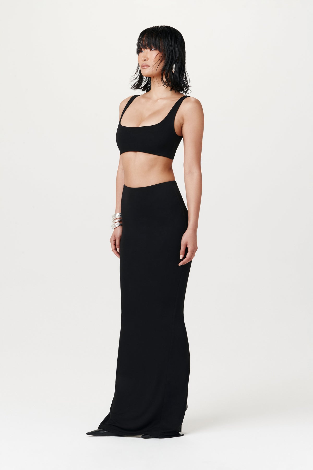 BLACK Smooth High Waist Maxi Skirt