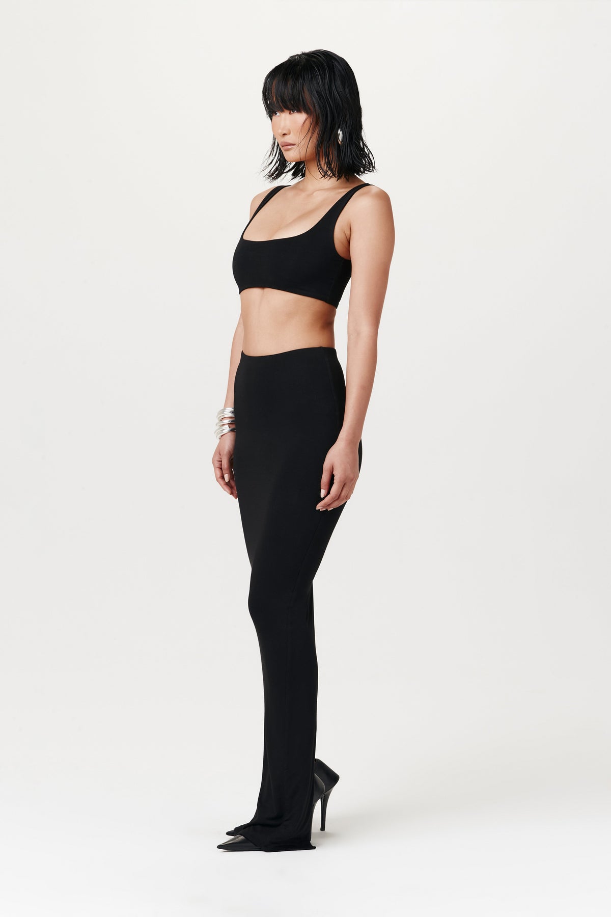 BLACK Smooth High Waist Maxi Skirt