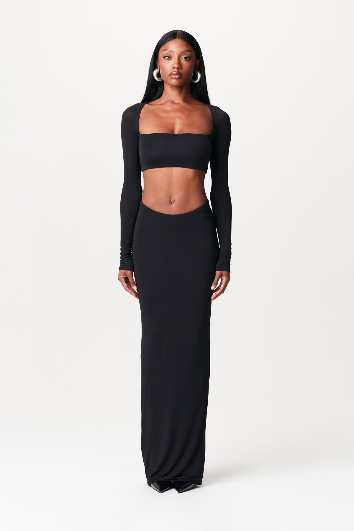 BLACK Modal Square Neck Crop Top