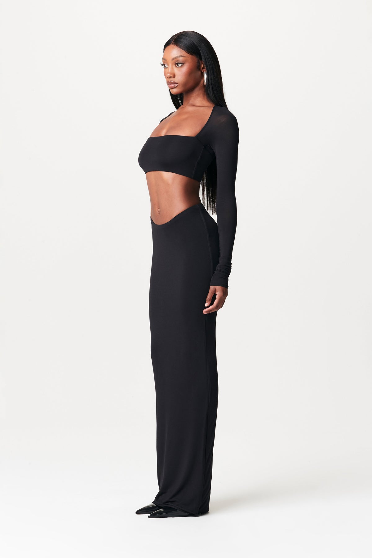 BLACK Modal Square Neck Crop Top