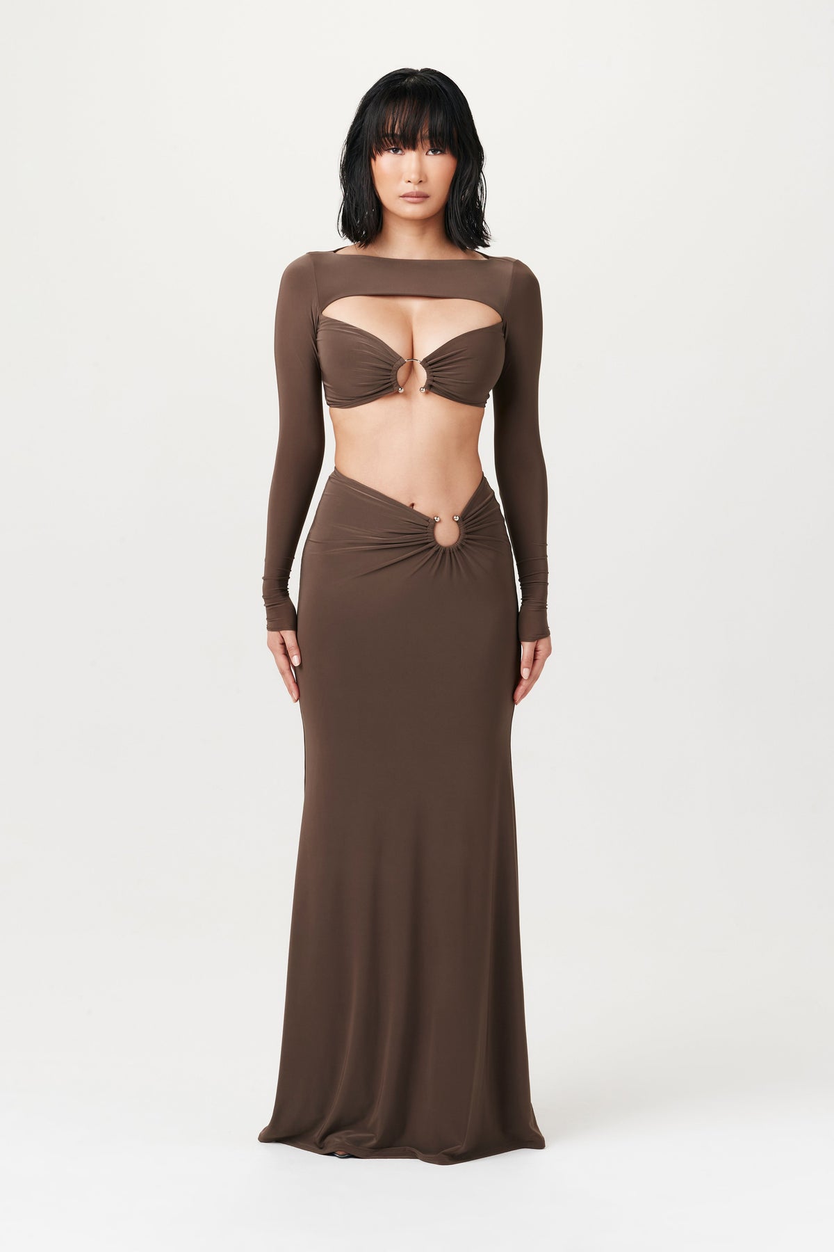 CHOCOLATE Hourglass Cut Out O-Ring Crop Top