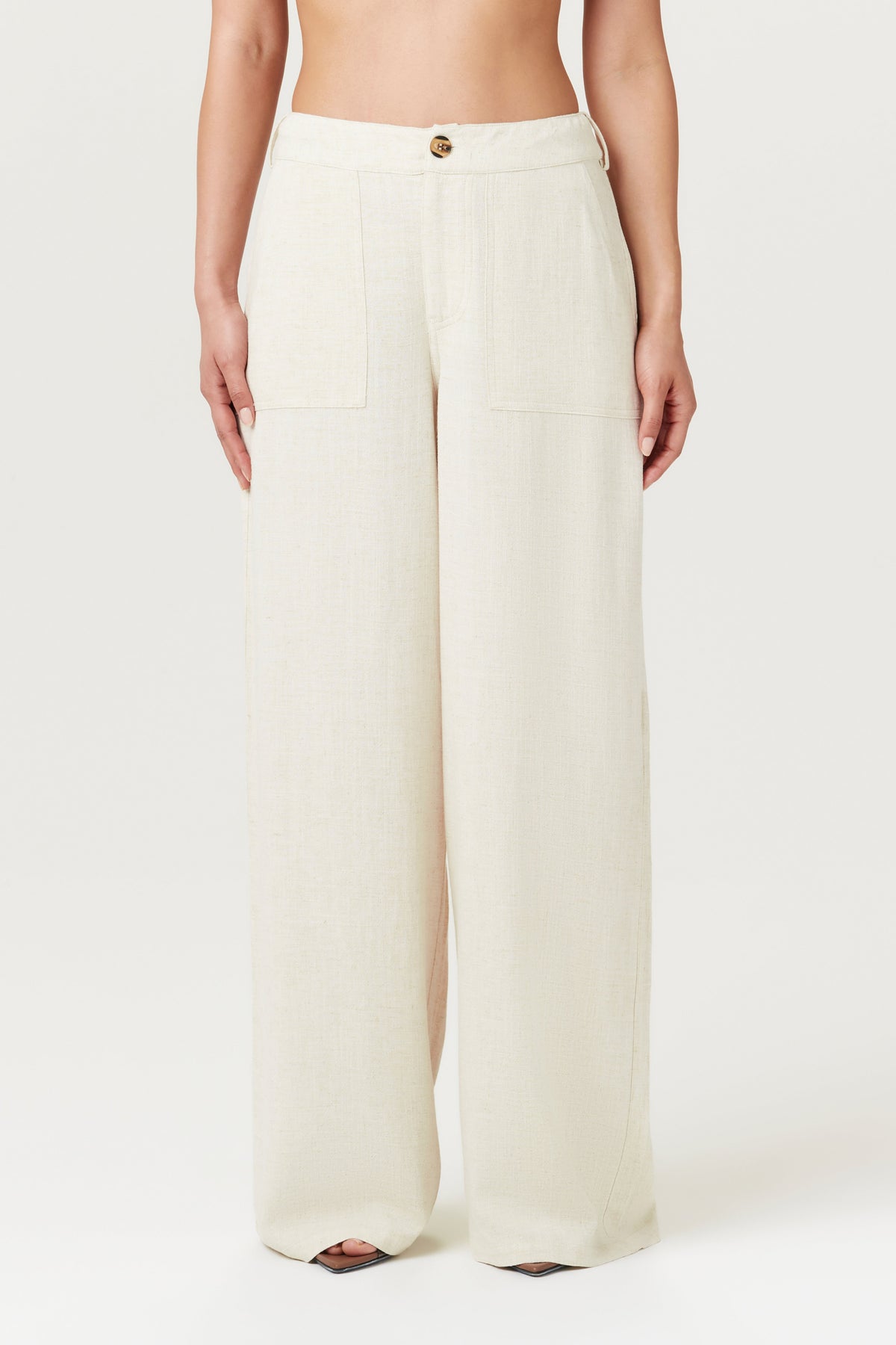 CREAM Linen Wide Leg Pants