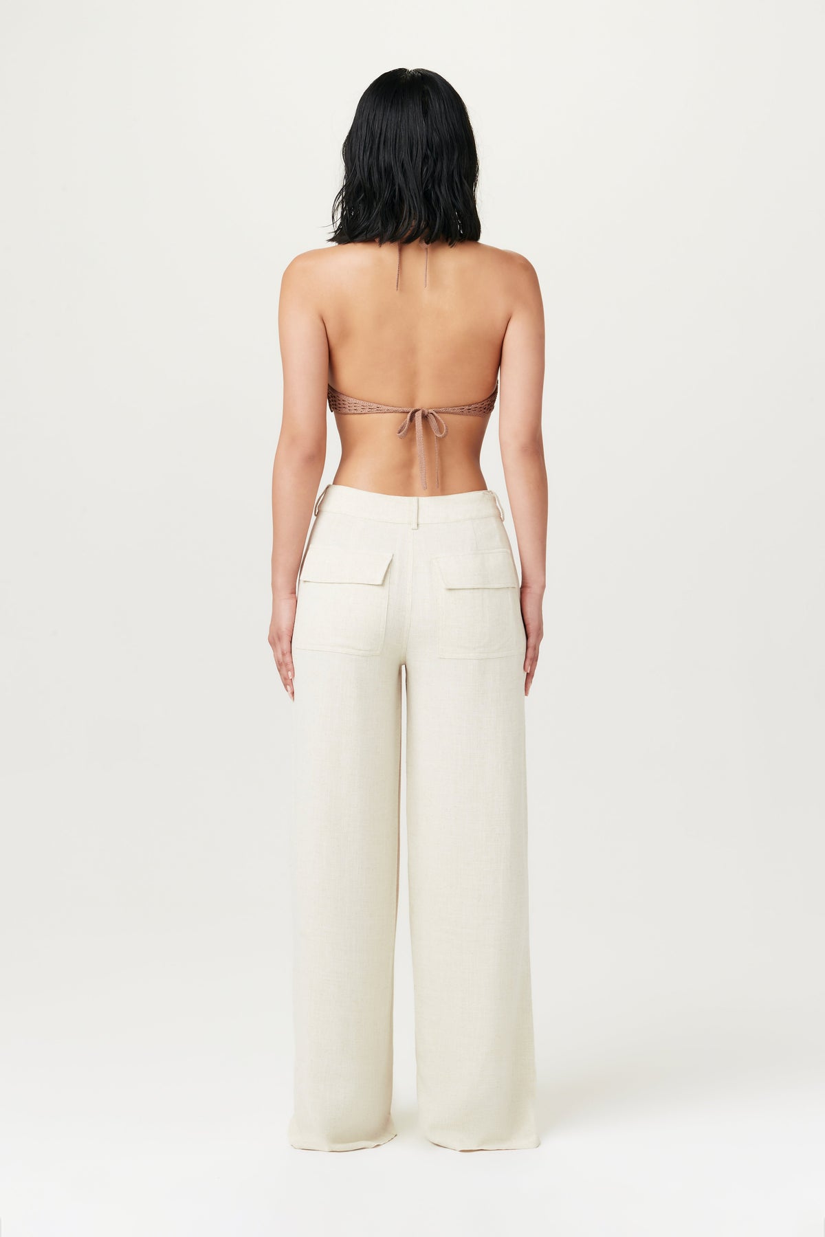 CREAM Linen Wide Leg Pants