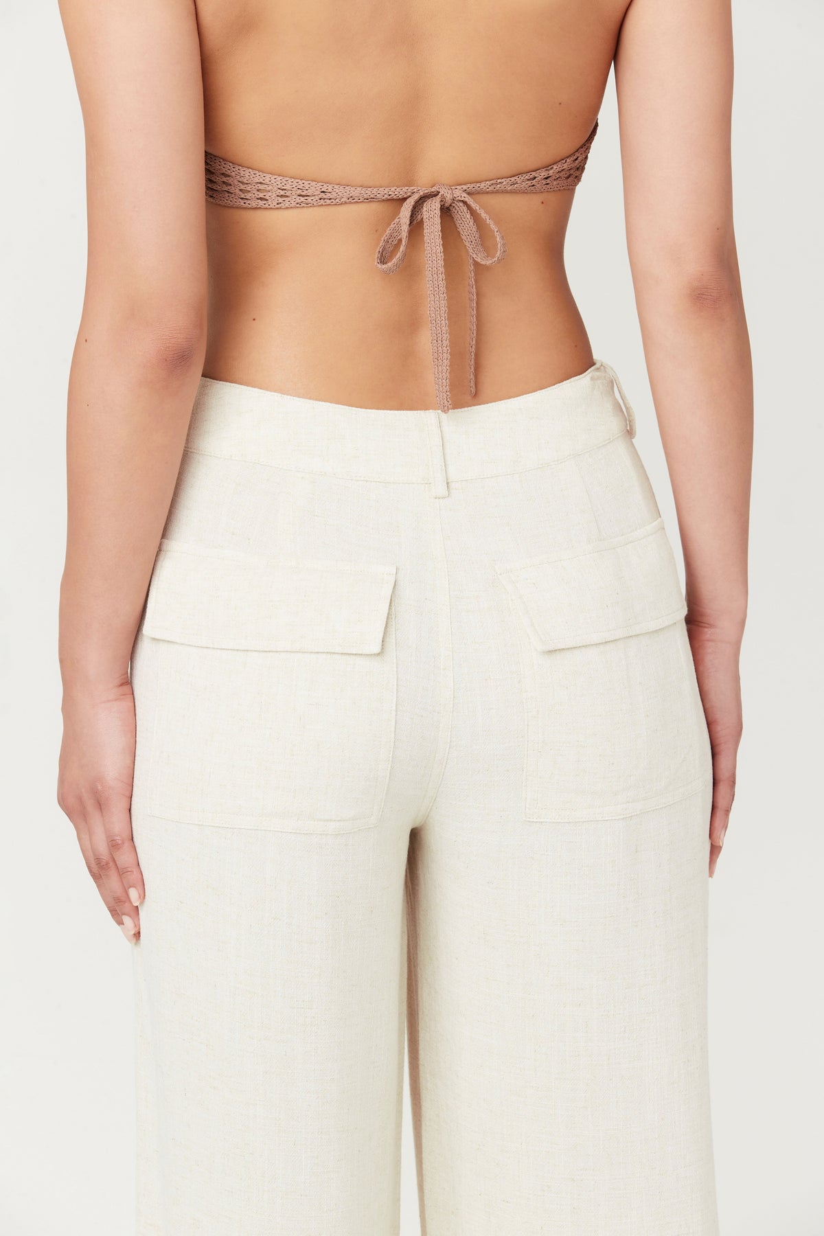 CREAM Linen Wide Leg Pants