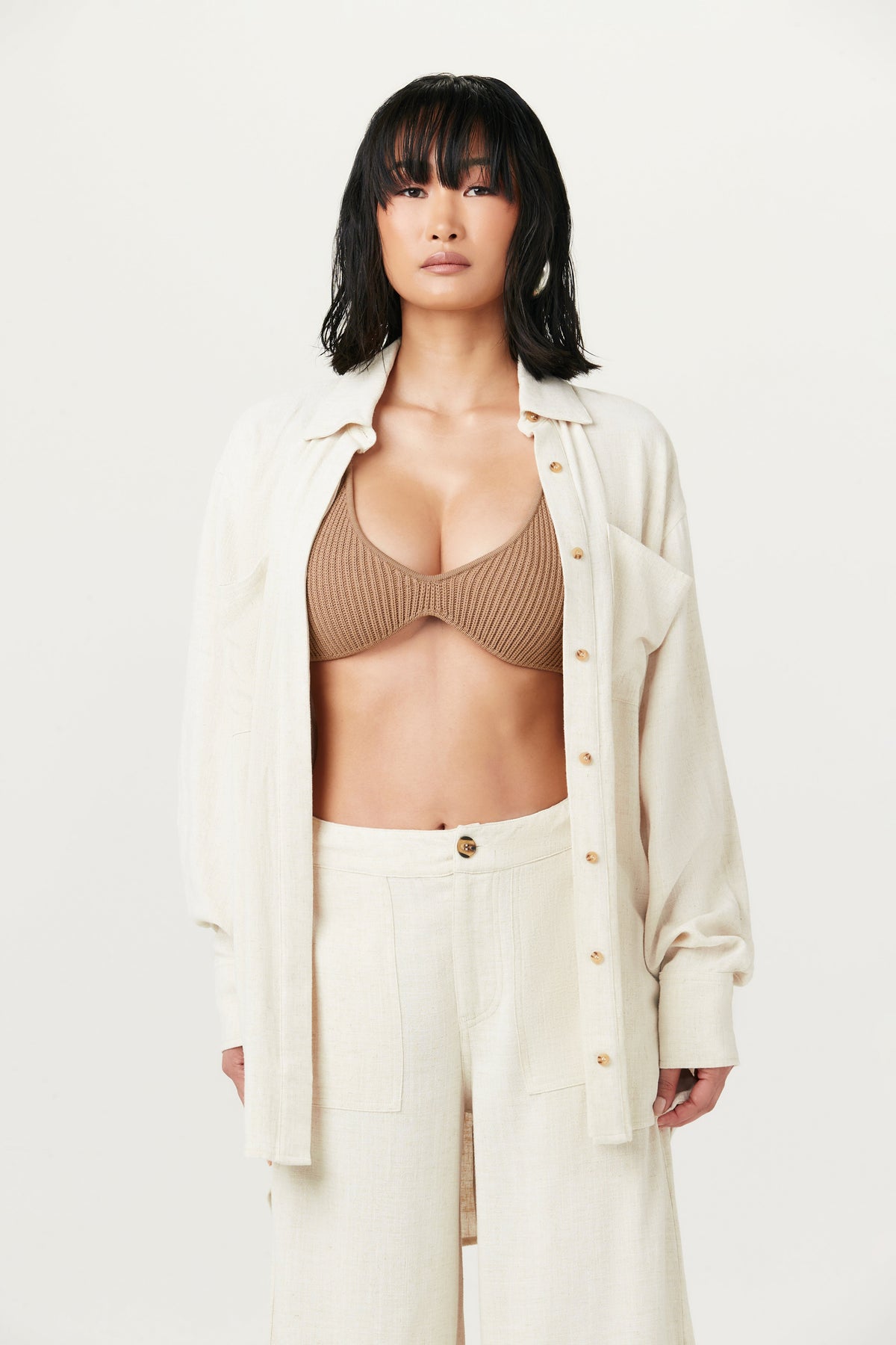 CREAM Linen Button Down Shirt