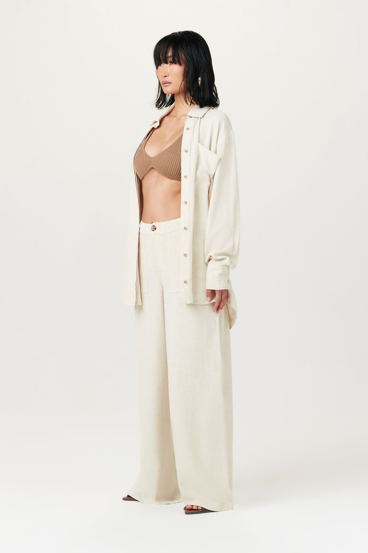 CREAM Linen Button Down Shirt