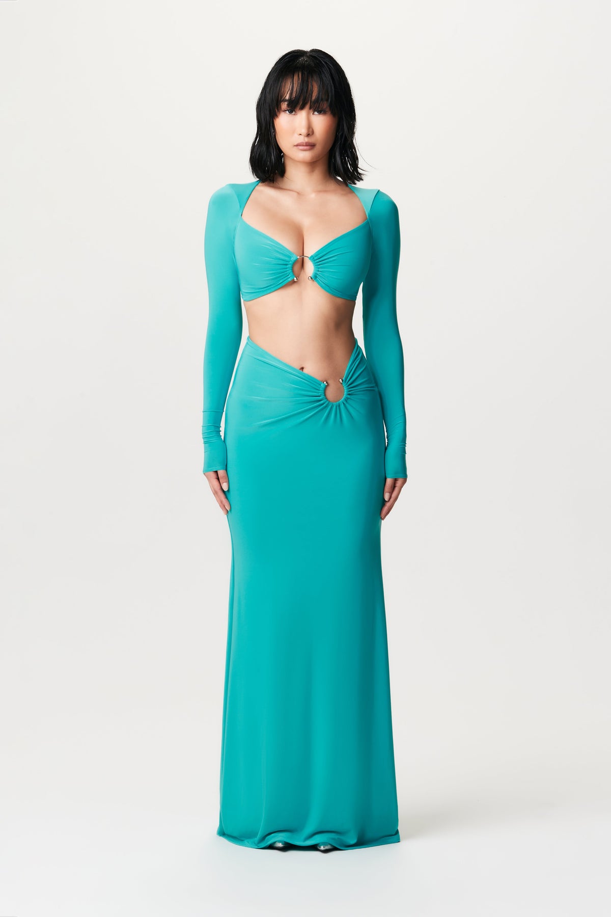 TURQUOISE Hourglass O-Ring Maxi Skirt