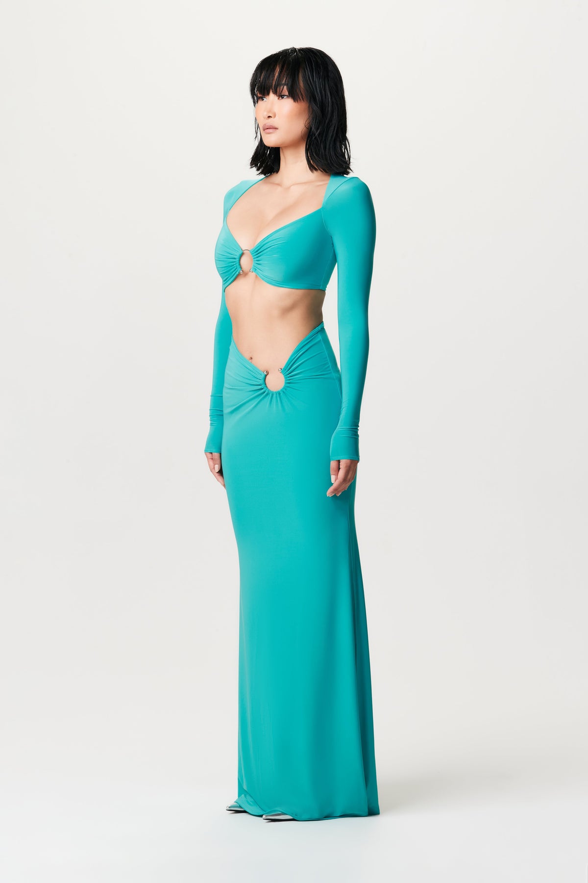 TURQUOISE Hourglass O-Ring Maxi Skirt