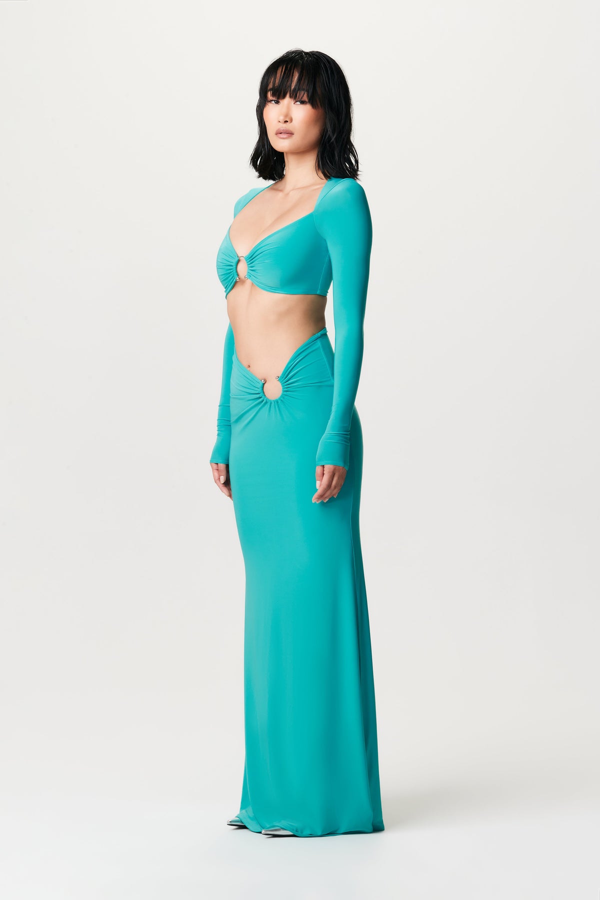 TURQUOISE Hourglass O-Ring Crop Top