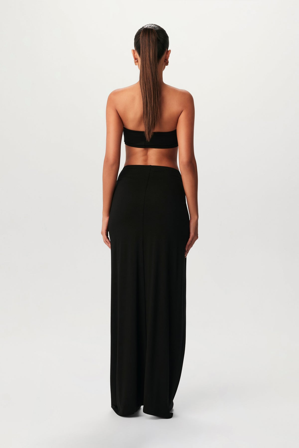 Black NW Bandeau Maxi Skirt Set