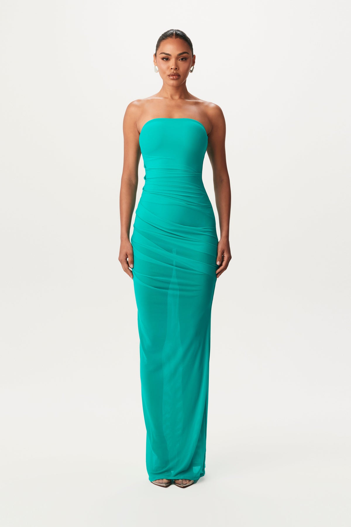 TURQUOISE Mesh Tube Maxi Dress