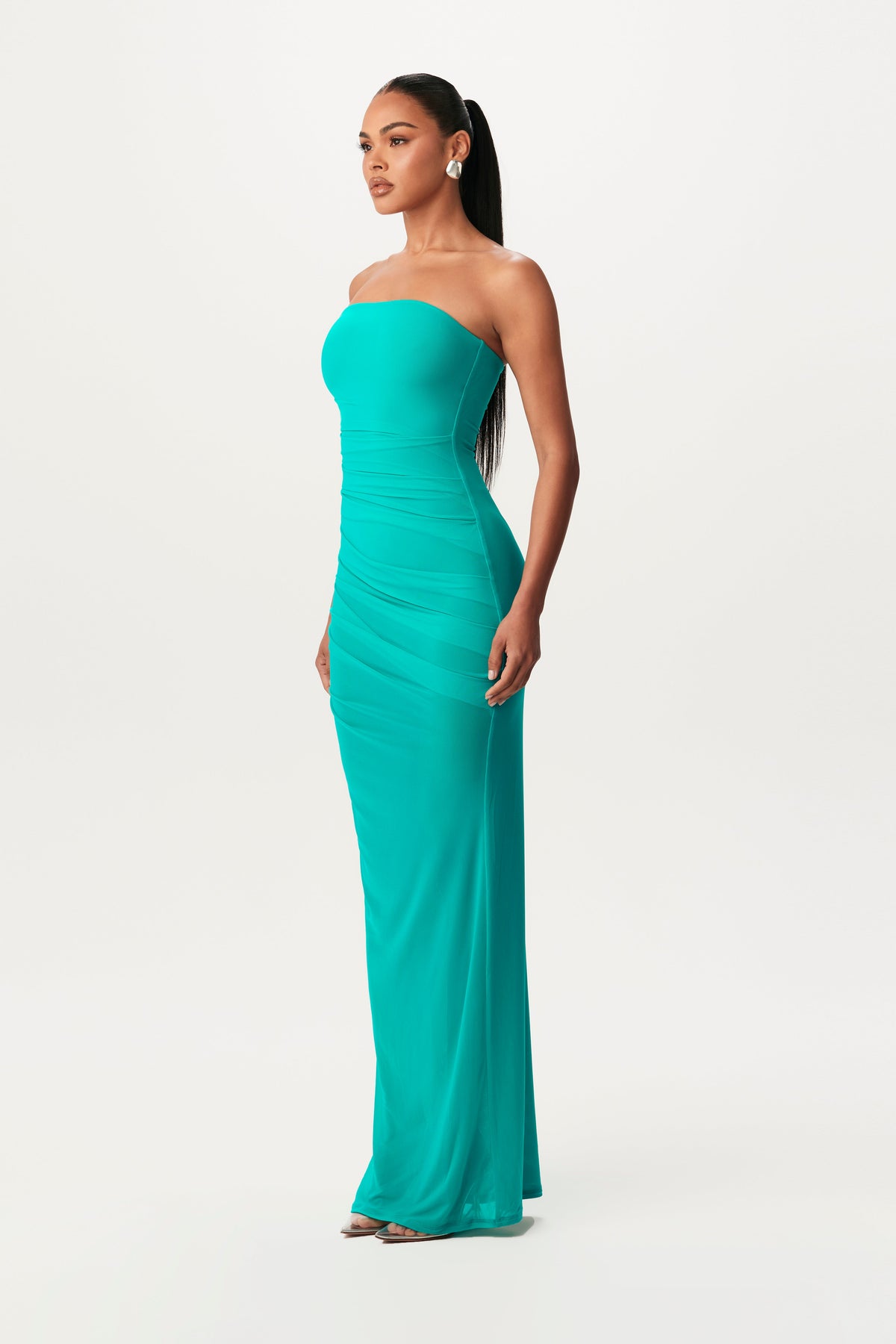 TURQUOISE Mesh Tube Maxi Dress