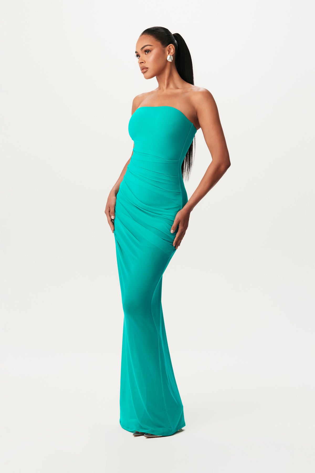TURQUOISE Mesh Tube Maxi Dress