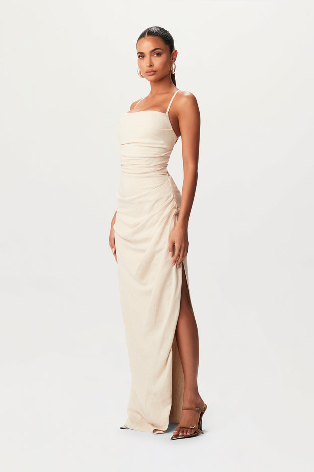 Linen Lace Up Maxi Dress
