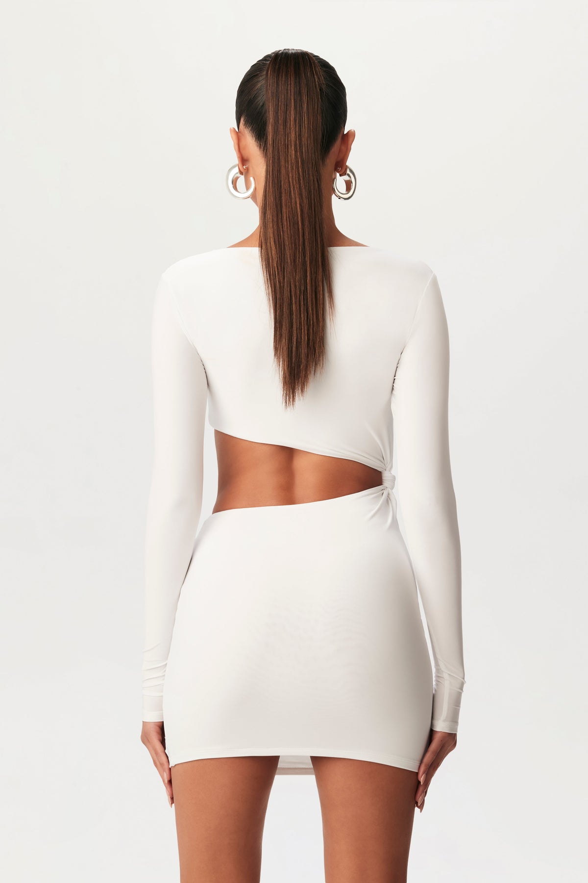 WHITE Hourglass Knotted Cut Out Mini Dress