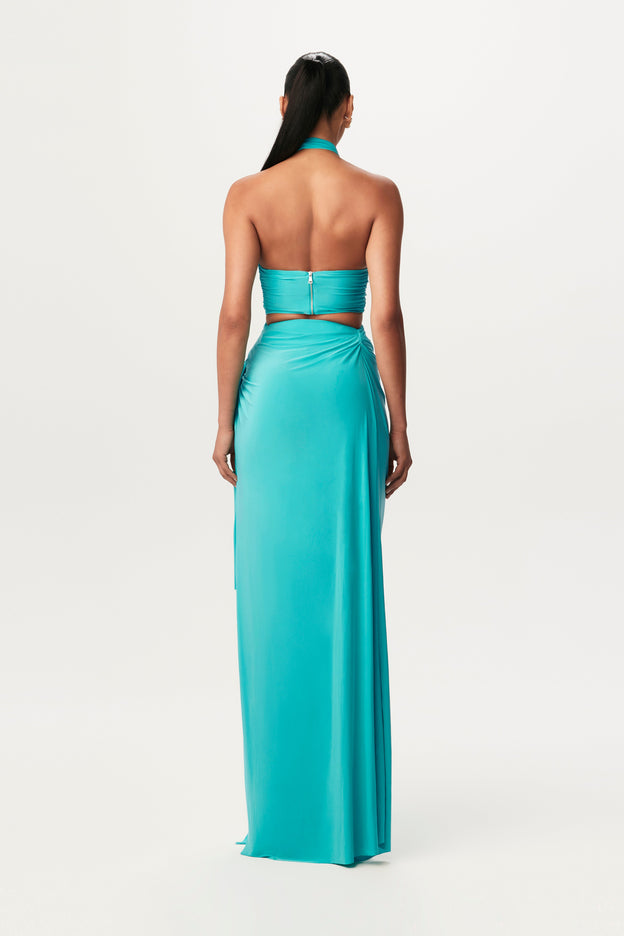 Hourglass Halter Wrap Maxi Dress
