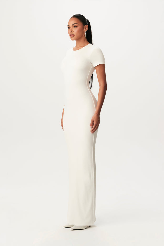 Micro Ribbed Short Sleeve Maxi Dress