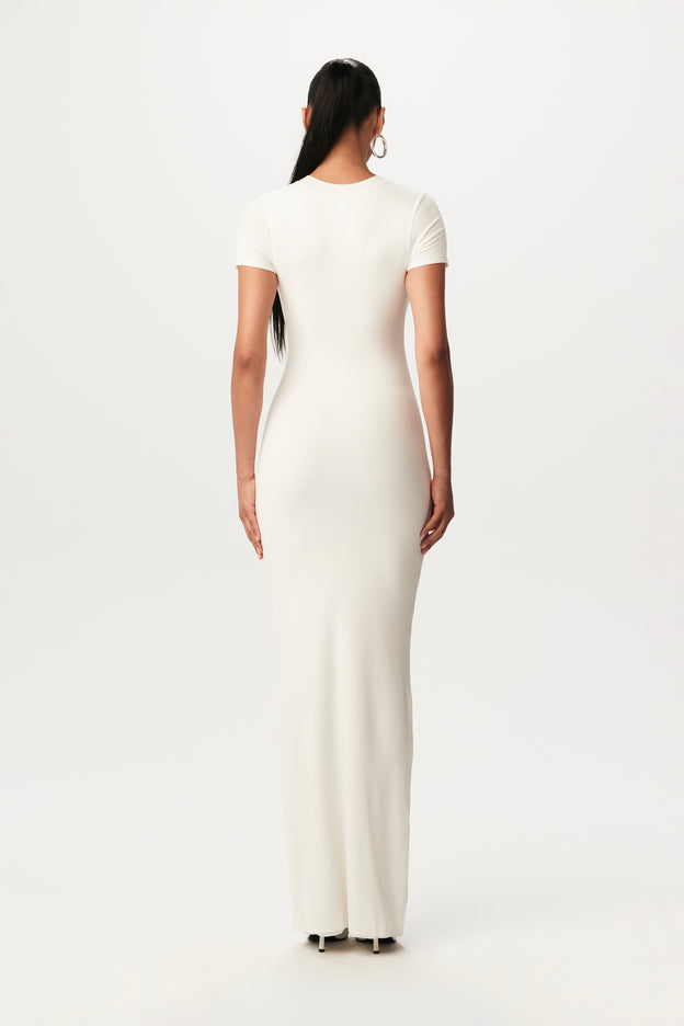 Micro Ribbed Short Sleeve Maxi Dress