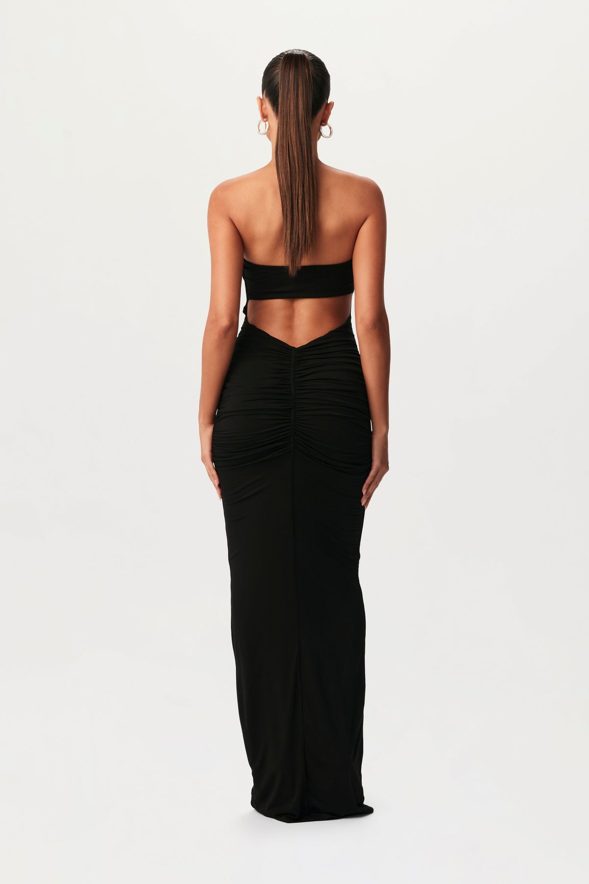 Black Smooth Tube Cut Out Maxi Dress