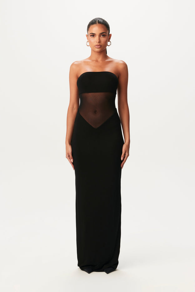 Smooth Mesh Tube Maxi Dress